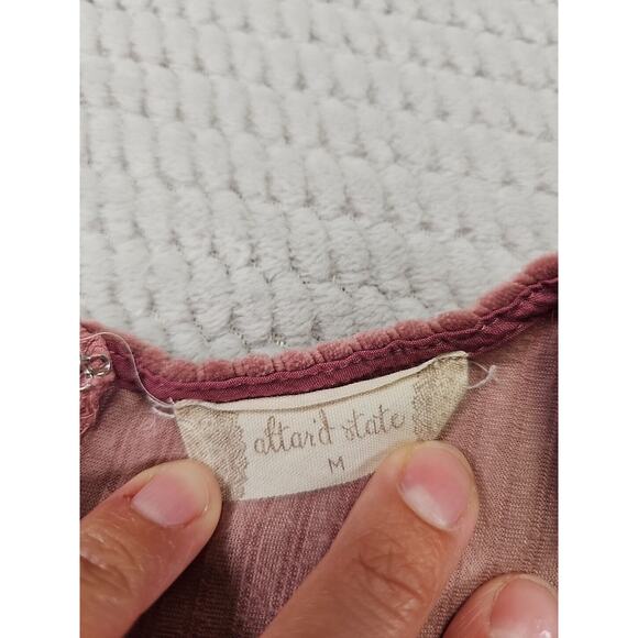 Altard State Dress Womens Medium Pink Ribbed Velvety Soft Balloon Sleeve - Picture 5 of 7